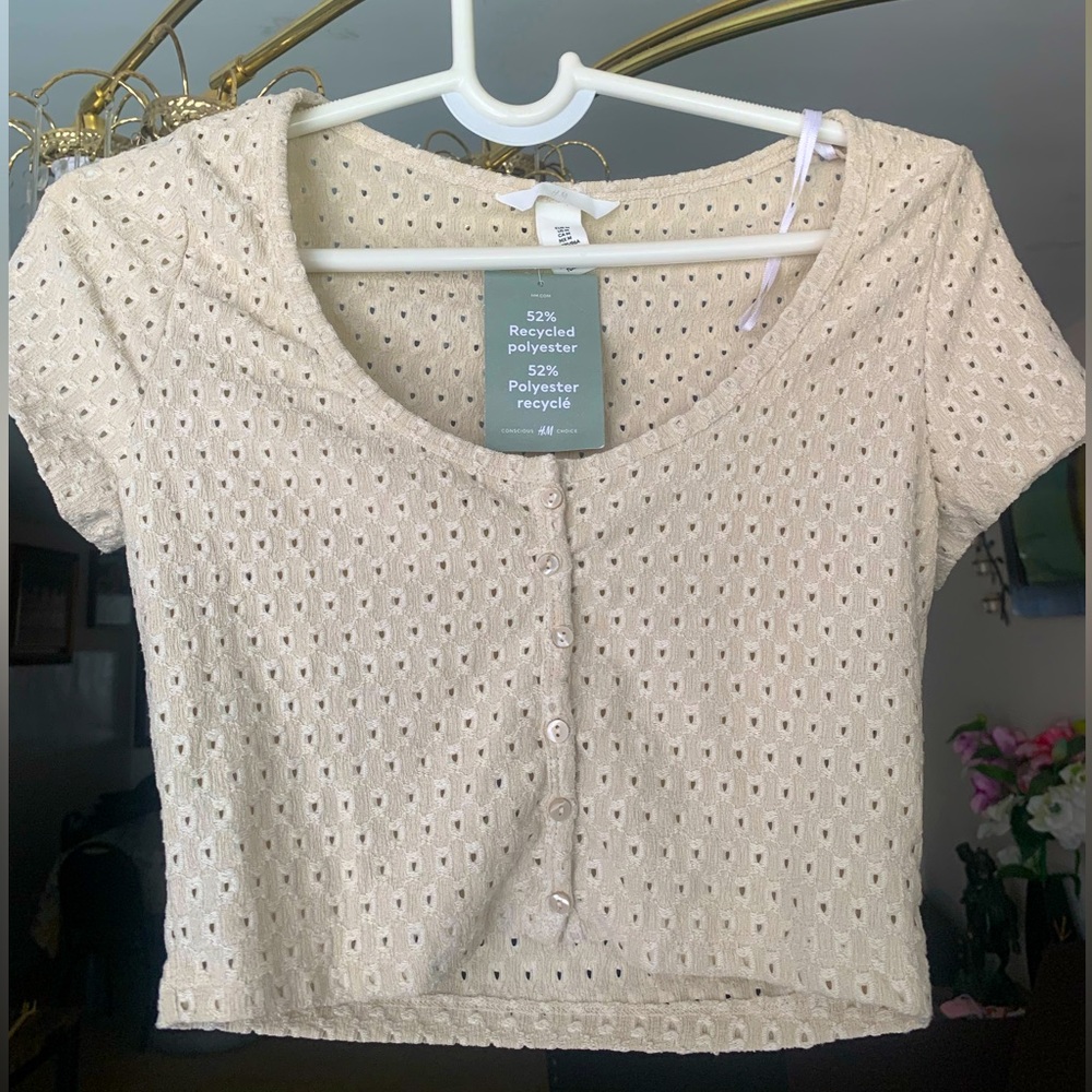H&M Cream Colored Button up top